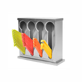 NNEAGS Stainless Steel Buffet Restaurant Spoon Utensil Holder Storage Rack 4 Holes