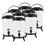NNEAGS 8X 14L Stainless Steel Insulated Milk Tea Barrel Hot and Cold Beverage Dispenser Container with Faucet White