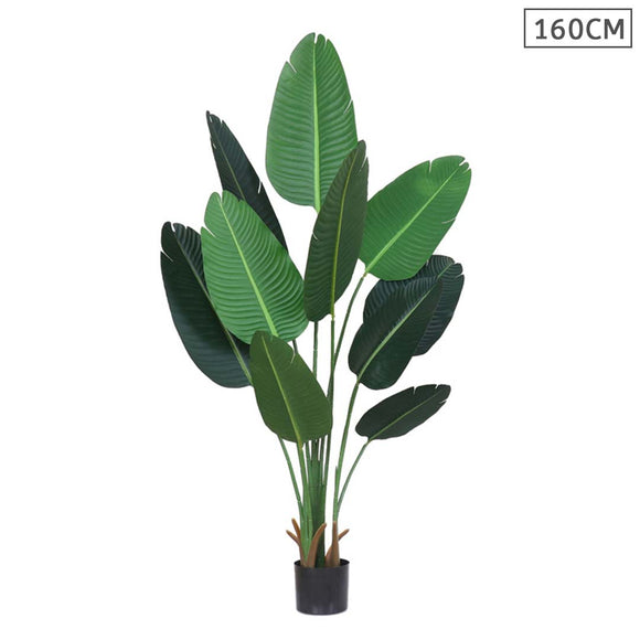 NNEAGS 160cm Artificial Green Indoor Traveler Banana Fake Decoration Tree Flower Pot Plant