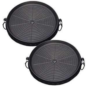 NNEAGS 2X Portable Korean BBQ Butane Gas Stove Stone Grill Plate Non Stick Coated Round