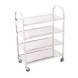 NNEAGS 4 Tier Stainless Steel Kitchen Dinning Food Cart Trolley Utility Size Square Large