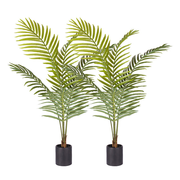 NNEAGS 2X 120cm Green Artificial Indoor Rogue Areca Palm Tree Fake Tropical Plant Home Office Decor