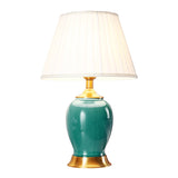 NNEAGS Ceramic Oval Table Lamp with Gold Metal Base Desk Lamp Green