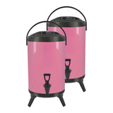 NNEAGS 2X 16L Stainless Steel Insulated Milk Tea Barrel Hot and Cold Beverage Dispenser Container with Faucet Pink