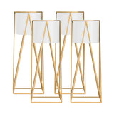 NNEAGS 4X 50cm Gold Metal Plant Stand with White Flower Pot Holder Corner Shelving Rack Indoor Display