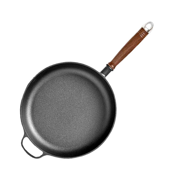 NNEAGS 29cm Round Cast Iron Frying Pan Skillet Steak Sizzle Platter with Helper Handle