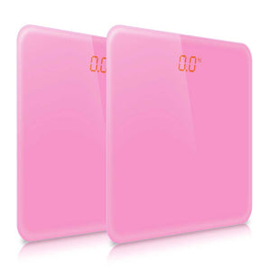 NNEAGS 2X 180kg Digital Fitness Weight Bathroom Gym Body Glass LCD Electronic Scales Pink
