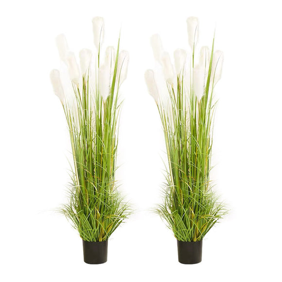 NNEAGS 2X 120cm Green Artificial Indoor Potted Reed Grass Tree Fake Plant Simulation Decorative