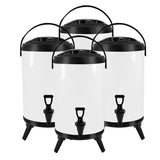 NNEAGS 4X 12L Stainless Steel Insulated Milk Tea Barrel Hot and Cold Beverage Dispenser Container with Faucet White