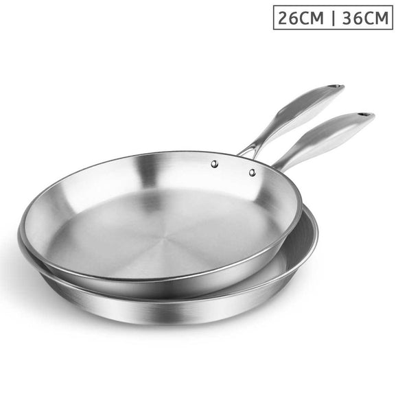 NNEAGS Stainless Steel Fry Pan 26cm 36cm Frying Pan Top Grade Induction Cooking