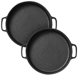 NNEAGS 2X Cast Iron 30cm Frying Pan Skillet Coating Steak Sizzle Platter