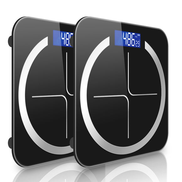 NNEAGS 2X 180kg Glass LCD Digital Fitness Weight Bathroom Body Electronic Scales Black