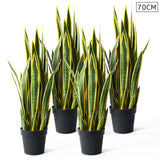 NNEAGS 4X 70cm Artificial Indoor Yellow Edge Tiger Piran Fake Decoration Tree Flower Pot Plant