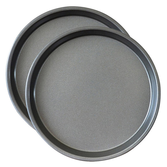 NNEAGS 2X 7-inch Round Black Steel Non-stick Pizza Tray Oven Baking Plate Pan