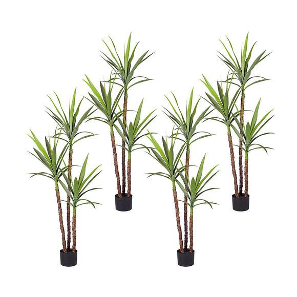 NNEAGS 4X 150cm Artificial Natural Green Dracaena Yucca Tree Fake Tropical Indoor Plant Home Office Decor