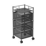 NNEAGS 3 Tier Steel Square Rotating Kitchen Cart Multi-Functional Shelves Portable Storage Organizer with Wheels