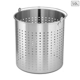 NNEAGS 50L 18/10 Stainless Steel Perforated Stockpot Basket Pasta Strainer with Handle