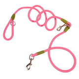NNEAGS 220cm Multifunction Hands-Free Rope Pet Cat Dog Puppy Double Ended Leash for Walking Training Tracking Obedience Pink