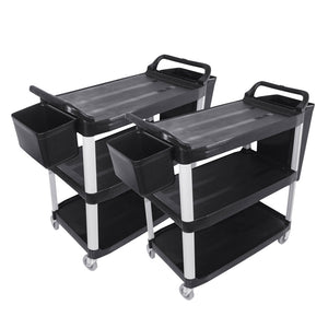 NNEAGS 2X 3 Tier 83x43x95cm Food Trolley Food Waste Cart w/ 2 Bins Storage Kitchen Small