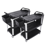 NNEAGS 2X 3 Tier 83x43x95cm Food Trolley Food Waste Cart w/ 2 Bins Storage Kitchen Small