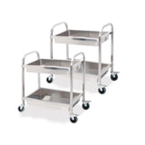 NNEAGS 2X 2 Tier 85x45x90cm Stainless Steel Kitchen Trolley Bowl Collect Service Food Cart Medium