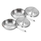 NNEAGS 2X 18/10 Stainless Steel Fry Pan 32cm Frying Pan Top Grade Cooking Skillet with Lid