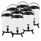 NNEAGS 8X 18L Stainless Steel Insulated Milk Tea Barrel Hot and Cold Beverage Dispenser Container with Faucet White