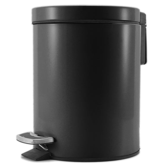 NNEAGS Foot Pedal Stainless Steel Rubbish Recycling Garbage Waste Trash Bin Round 12L Black