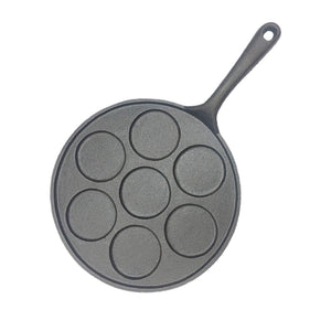 NNEAGS 23cm Cast Iron Takoyaki Fry Pan Octopus Balls Maker 7 Hole Cavities Grill Mold
