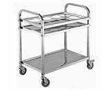 NNEAGS 2 Tier Stainless Steel 8 Compartment Kitchen Seasoning Car Service Trolley Condiment Holder Cart Spice Bowl