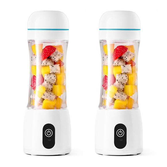 NNEAGS 2X 380ml Portable Mini USB Rechargeable Handheld Fruit Mixer Juicer White