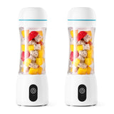 NNEAGS 2X 380ml Portable Mini USB Rechargeable Handheld Fruit Mixer Juicer White