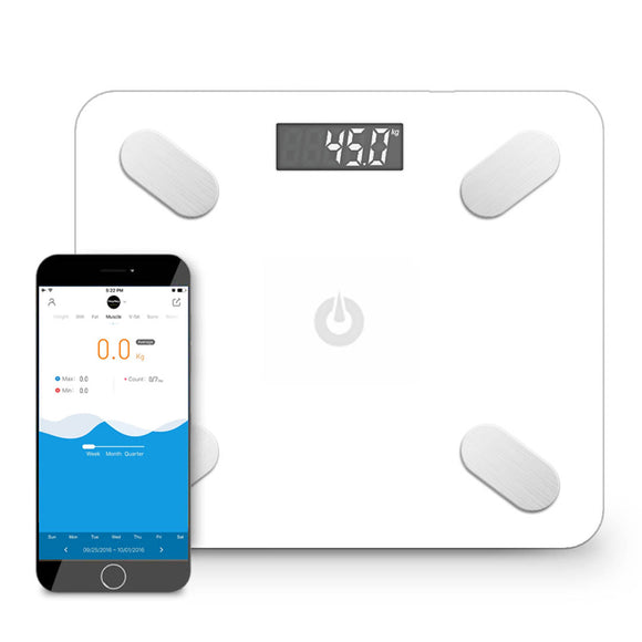 NNEAGS Wireless Bluetooth Digital Body Fat Scale Bathroom Weighing Scales Health Analyzer Weight White