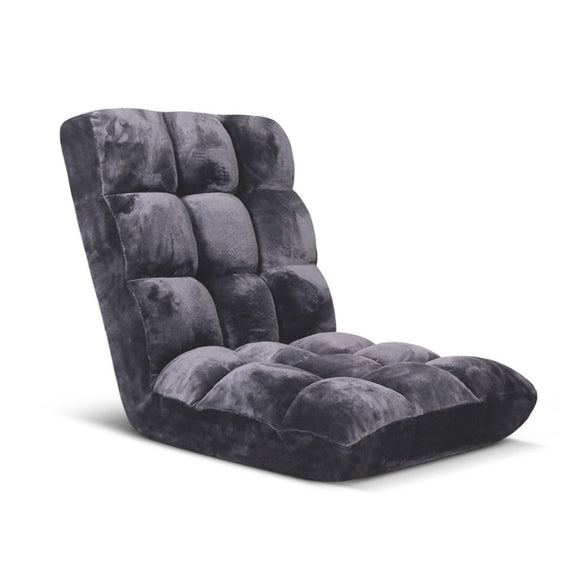 NNEAGS Floor Recliner Folding Lounge Sofa Futon Couch Folding Chair Cushion Grey