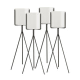 NNEAGS 4X 80cm Tripod Flower Pot Plant Stand with White Flowerpot Holder Rack Indoor Display