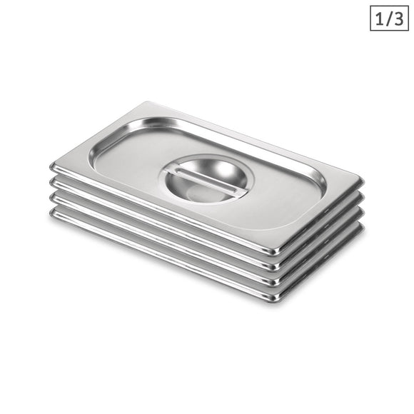 NNEAGS 4X GN Pan Lid Full Size 1/3 Stainless Steel Tray Top Cover