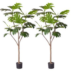 NNEAGS 2X 180cm Artificial Natural Green Split-Leaf Philodendron Tree Fake Tropical Indoor Plant Home Office Decor