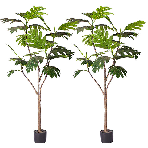NNEAGS 2X 180cm Artificial Natural Green Split-Leaf Philodendron Tree Fake Tropical Indoor Plant Home Office Decor