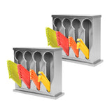 NNEAGS 2X Stainless Steel Buffet Restaurant Spoon Utensil Holder Storage Rack 4 Holes