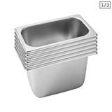 NNEAGS 6X GN Pan Full Size 1/3 GN Pan 20cm Deep Stainless Steel Tray