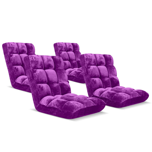NNEAGS 4X Floor Recliner Folding Lounge Sofa Futon Couch Folding Chair Cushion Purple