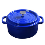 NNEAGS Cast Iron 24cm Enamel Porcelain Stewpot Casserole Stew Cooking Pot With Lid 3.6L Blue