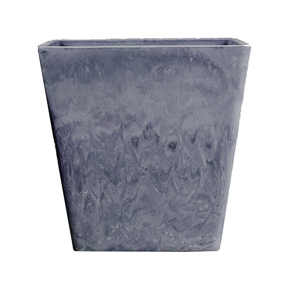NNEAGS 27cm Weathered Grey Square Resin Plant Flower Pot in Cement Pattern Planter Cachepot for Indoor Home Office