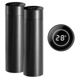 NNEAGS 2X 500ML Stainless Steel Smart LCD Thermometer Display Bottle Vacuum Flask Thermos Black
