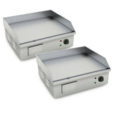 NNEAGS 2X Electric Stainless Steel Flat Griddle Grill BBQ Hot Plate 2200W