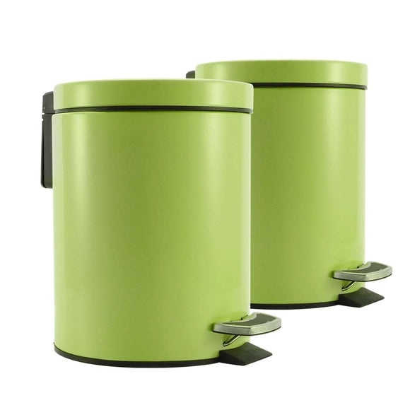 NNEAGS 2X Foot Pedal Stainless Steel Rubbish Recycling Garbage Waste Trash Bin Round 12L Green