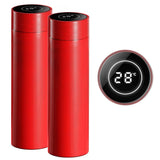 NNEAGS 2X 500ML Stainless Steel Smart LCD Thermometer Display Bottle Vacuum Flask Thermos Red