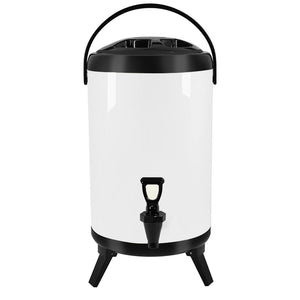 NNEAGS 12L Stainless Steel Insulated Milk Tea Barrel Hot and Cold Beverage Dispenser Container with Faucet White