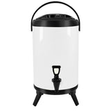 NNEAGS 12L Stainless Steel Insulated Milk Tea Barrel Hot and Cold Beverage Dispenser Container with Faucet White