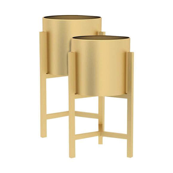 NNEAGS 2X 45CM Gold Metal Plant Stand with Flower Pot Holder Corner Shelving Rack Indoor Display